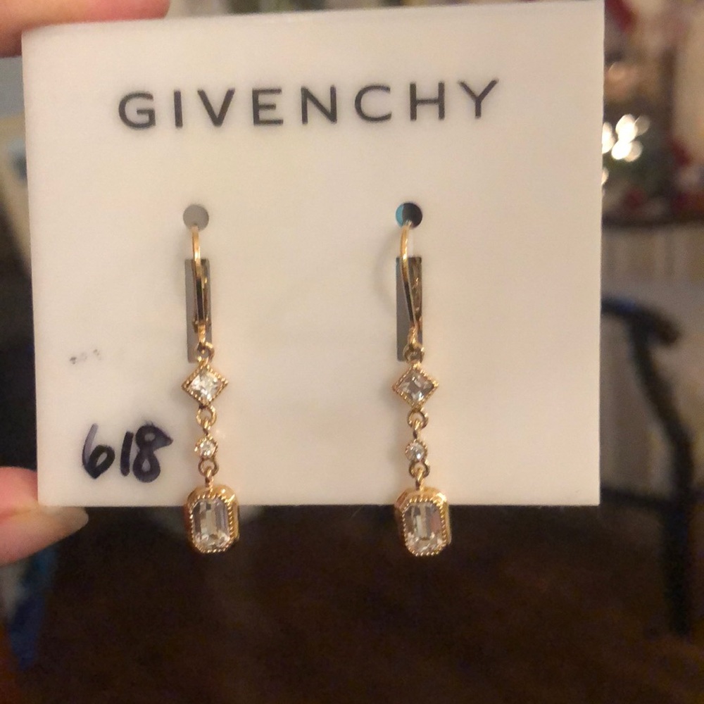 Givenchy gold and crystal drop earring